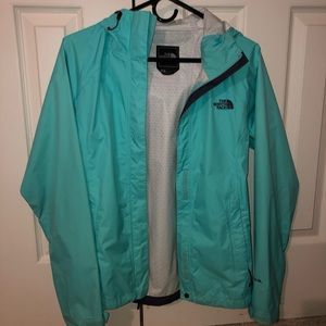 North Face teal rain jacket